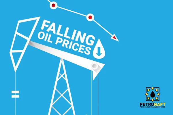 Graphical symbol of oil extraction and falling oil prices