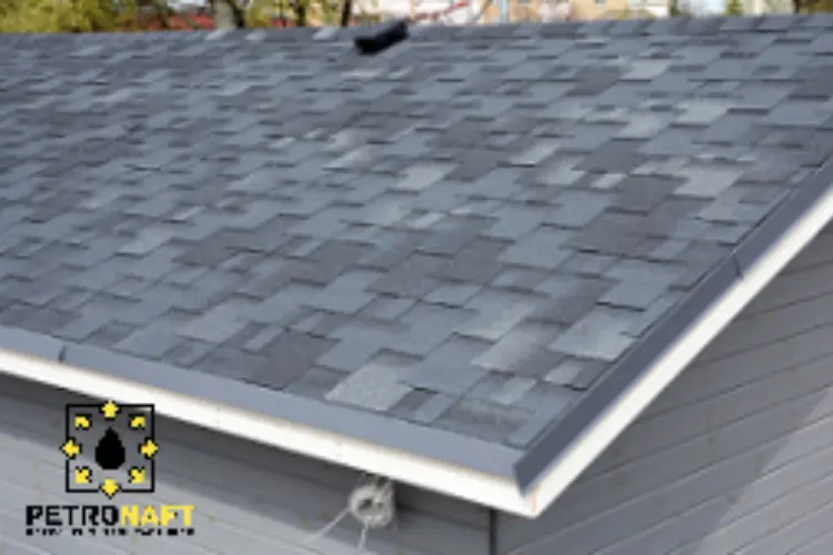 The roof of a house that is insulated with bituminous products