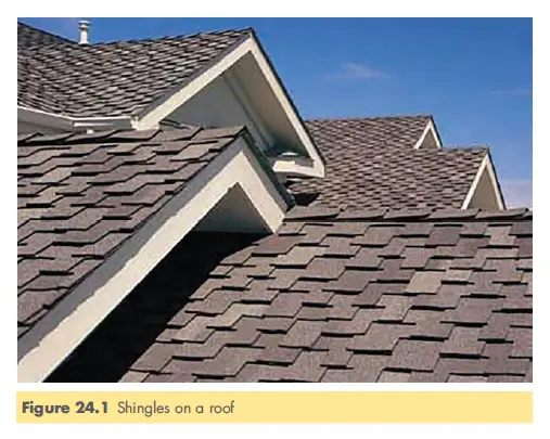 Shingles on a roof of the house