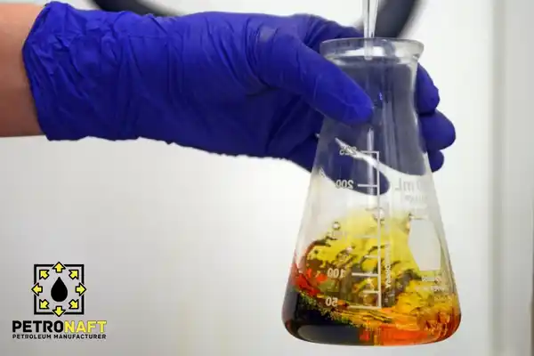 Some base oil in a laboratory flask