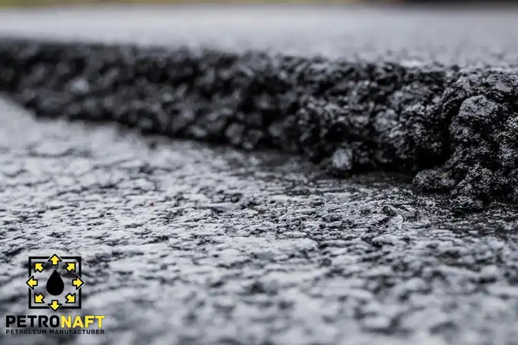Roadside view of asphalt made of bitumen