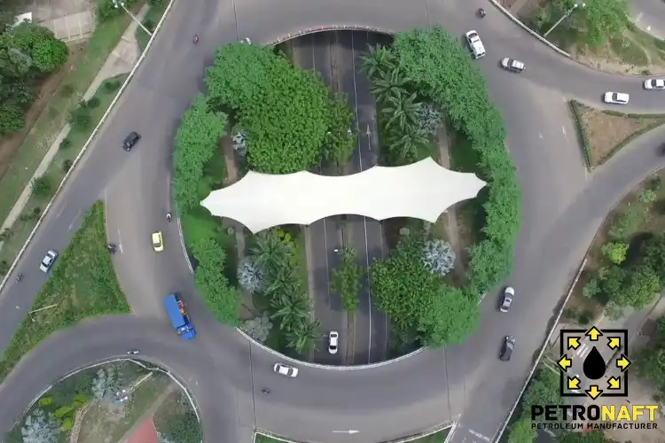 View of a large roundabout on a highway, constructed using High-Quality Bitumen 60/70