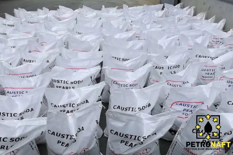 Bags of caustic soda, representing High-Quality Caustic Soda products