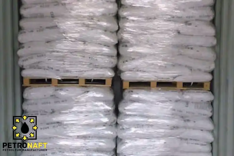 Pallets of caustic soda packages in a container, from caustic soda suppliers