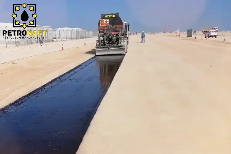 Asphalt sprayer machine on road using Cutback Bitumen for Prime Coat and Tack Coat