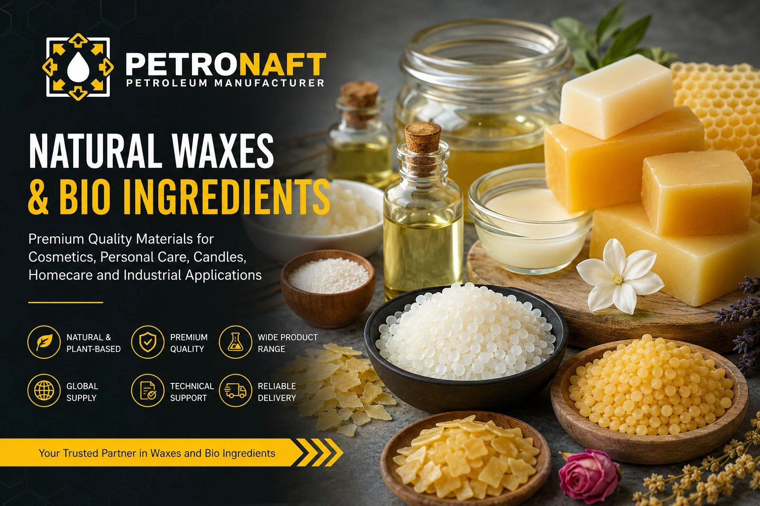 PETRO NAFT 6 Petro Naft natural waxes and bio ingredients supplier for cosmetics, personal care, candles, homecare and industrial applications